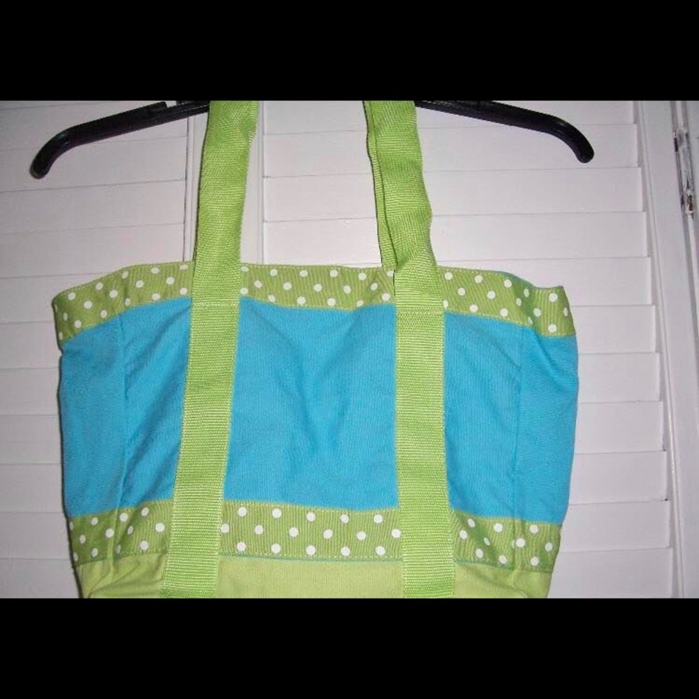 Fabric Tote Green and Blue NWOT